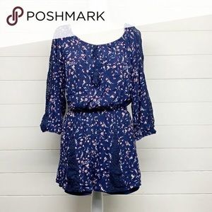 Xhilaration Floral Blue Romper